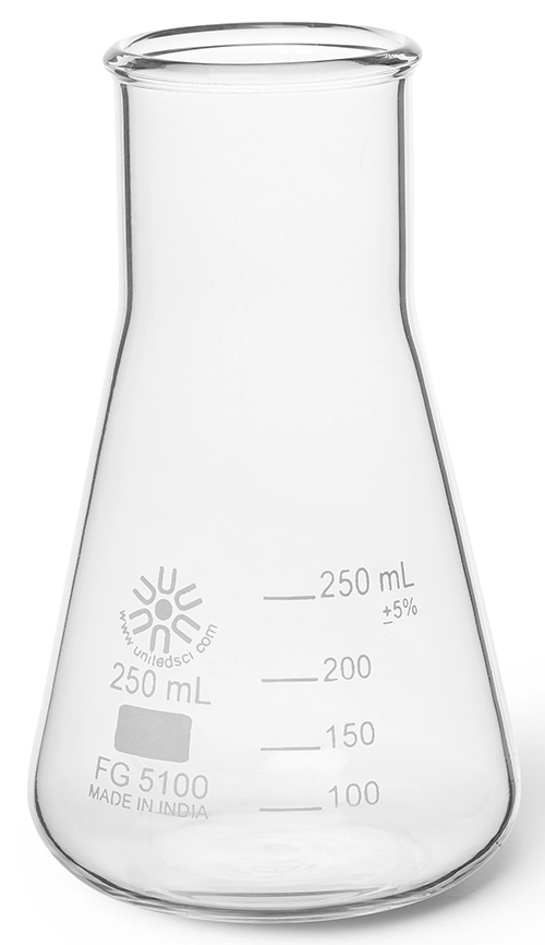 United Scientific Erlenmeyer Flasks, Wide Mouth, Borosilicate Glass